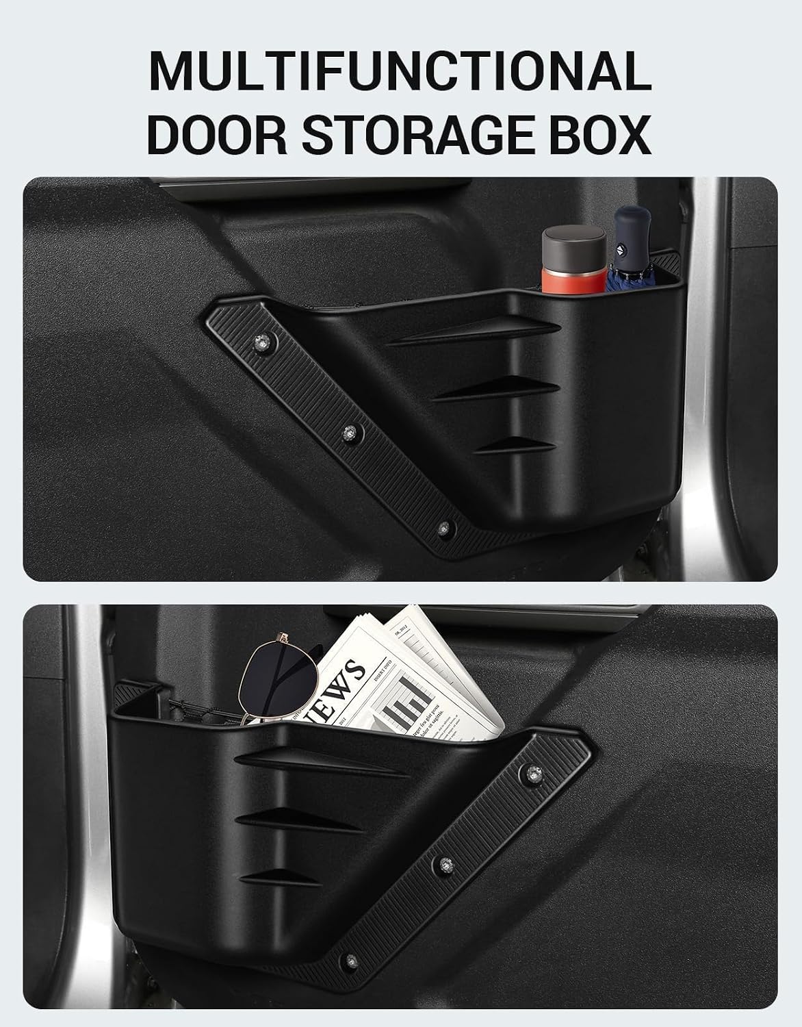 Ecarzo Front Door Storage Pockets Box for 2026 2025 2024 2023 2022 2021 Bronco 2/4 Cup Holder Side Organizer Storage Expansion Interior Accessories 2 PCS