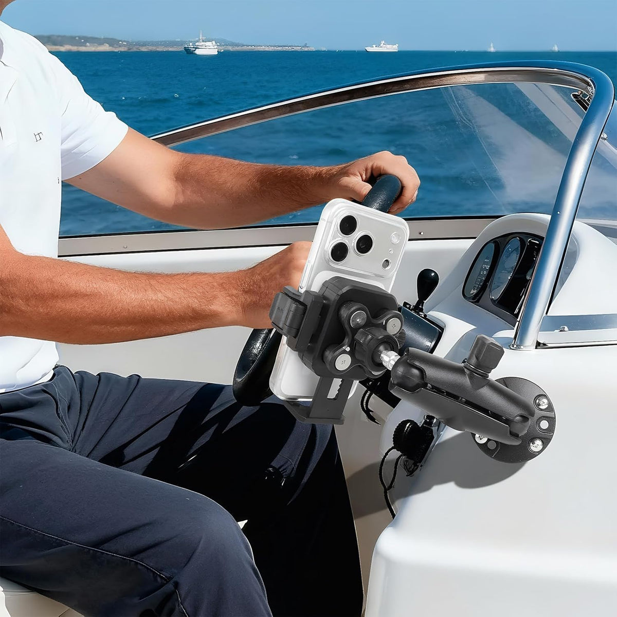 Screw-Mounted Phone Mount with Vibration Dampener, for Car Boat Truck