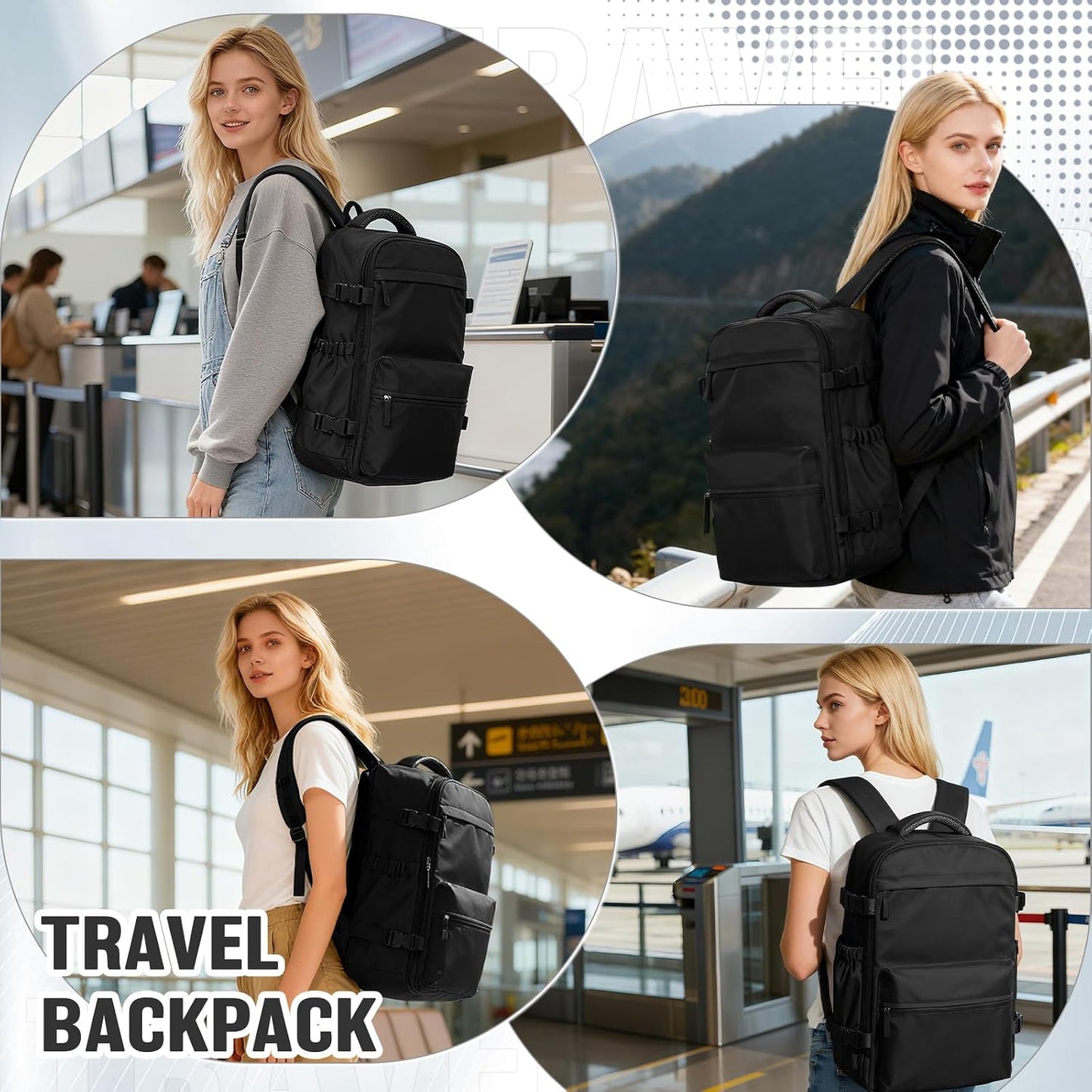 Vacuum Seal Backpack for Travel with Air Pump Waterproof Laptop Carry On Backpack Personal item Travel Essentials Compression Space Saver Bags Storage with Vacuum System Black
