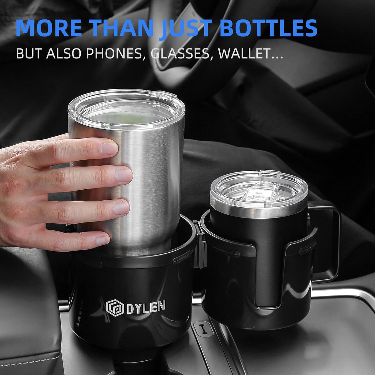 DYLEN Car Cup Holder Expander, 2 in 1 Cup Holder Adpater Extenter for Car