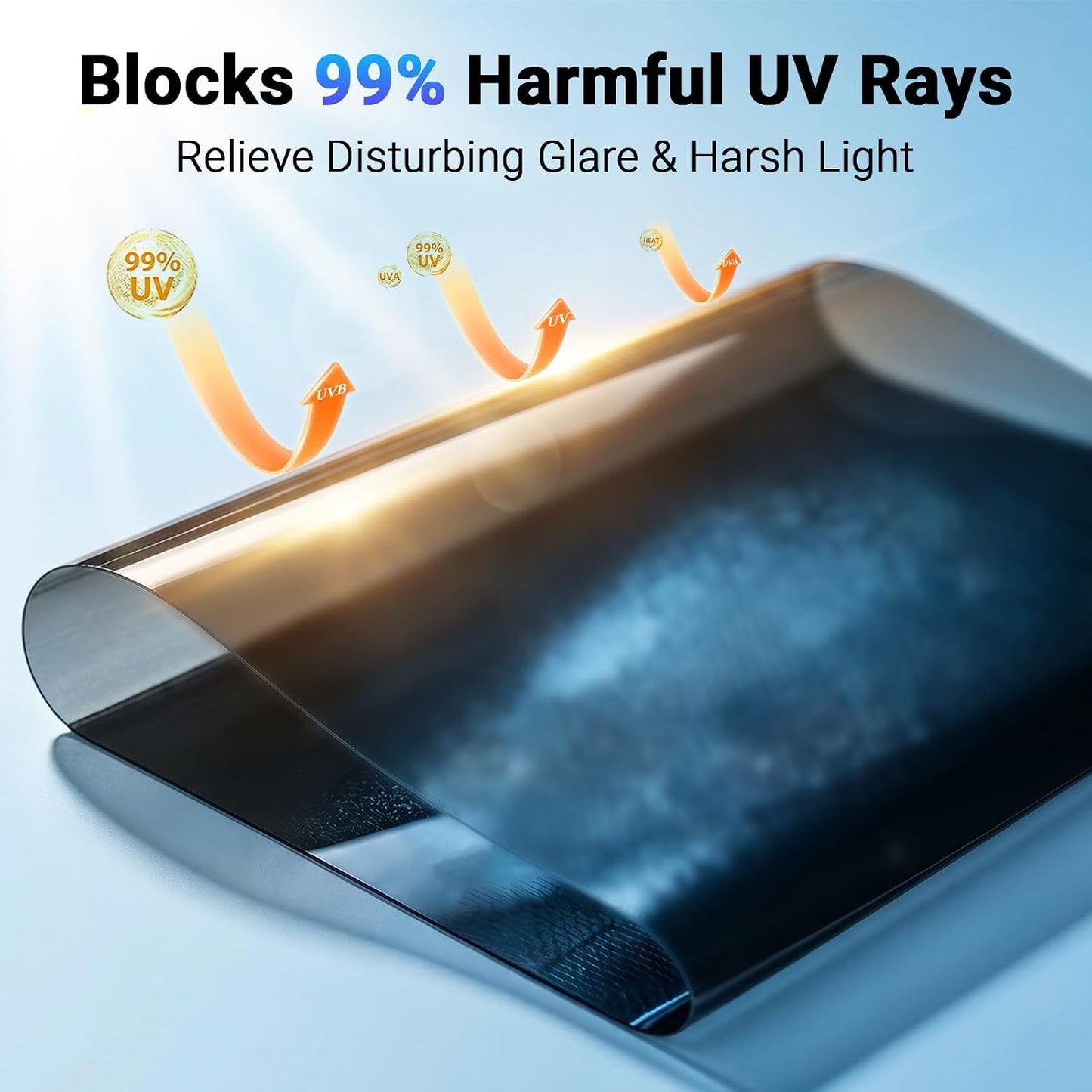 Car Window Shade Static Cling, Roll Windows Down for Driver, 2 Pack | Car Window Covers with 99% UV Block | No Glue No Residue |Driver Protection, Car Shades for Side Windows, Fit for Most Cars
