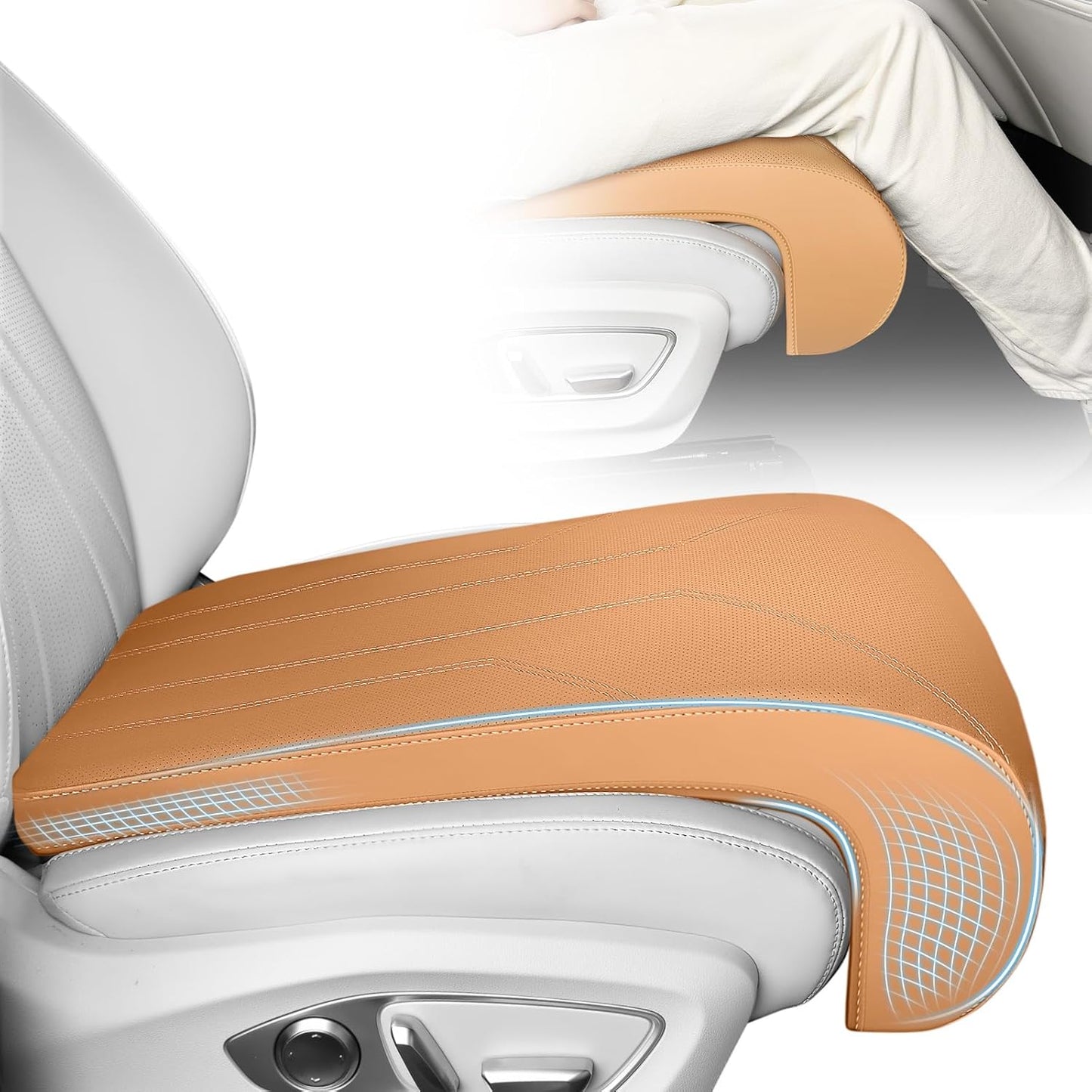 FLORICH Car Seat Extender Leg Extender Support Cushion for Driver Seats Office Chair, Leather Carseat Leg Support for Long Drivers Universal Car Seat Cushion Legs Rest Pads-Black