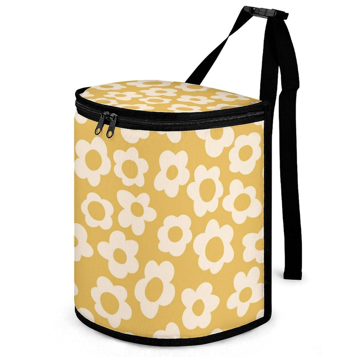 Waterproof Car Trash Can with Lid - 2.3 Gallon Leakproof Floral Auto Garbage Bag, Insulated Vehicle Hanging Organizer Bin, Cute Car Accessories for Women Road Trips (Pastel)