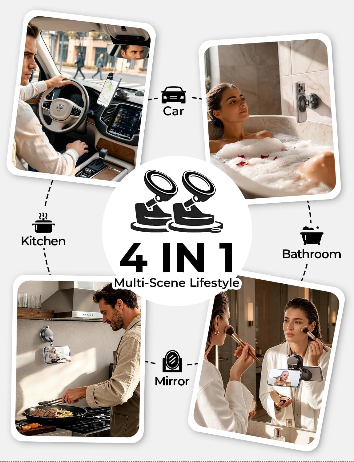 LISEN 2 Pack for MagSafe Car Mount for iPhone 18 Pro Max, Suction Phone Mount Vacuum, Magnetic Phone Holder for Car, Magnetic Car Phone Mount, Car Mount for iPhone Holder for Car Gifts iPhone 18 17