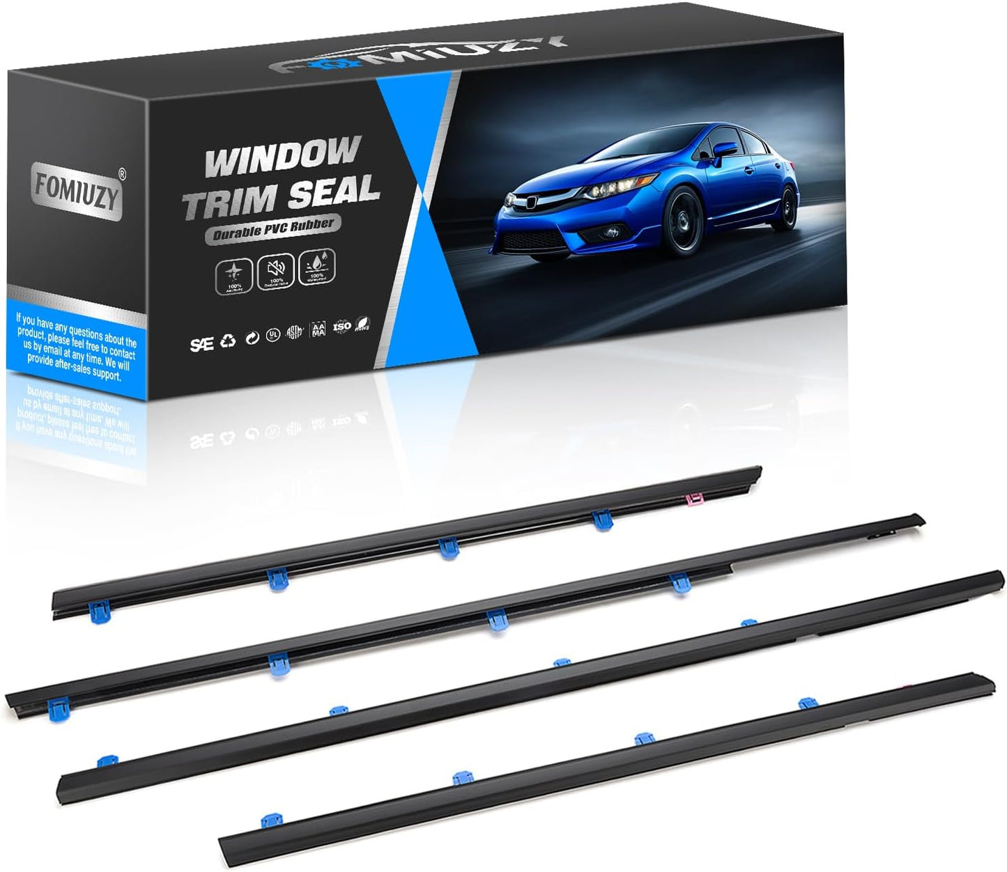 Door Window Trim Seal Weather Stripping Moulding Belt Sweep Felt Fit Honda Civic 2016 2017 2018 2019 2020 2021 4 Door Sedan Replaces 72450-TEA-T01 72410-TEA-T01 72950-TEA-T01 72910-TEA-T01