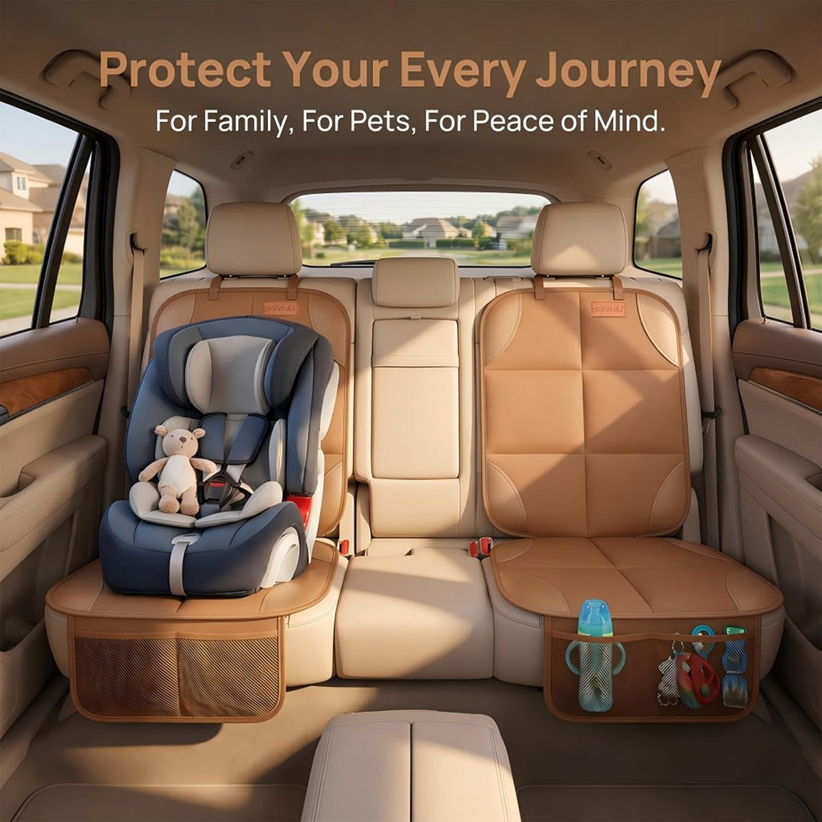 SMART ELF Car Seat Protector 2-Pack, Thick Padding Cushion (Dark Brown)