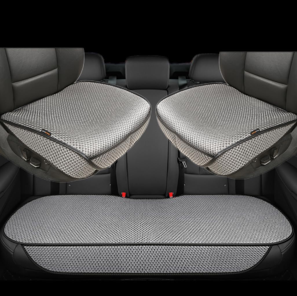 Auto Newer Breathable Universal Four Seasons Car Seat Covers, Luxury Car Seat Cushion,Protectors for Front Seat Bottoms,Compatible with 95% Vehicles, Fit for Cars Truck SUV (Gold Beige,2PCS)