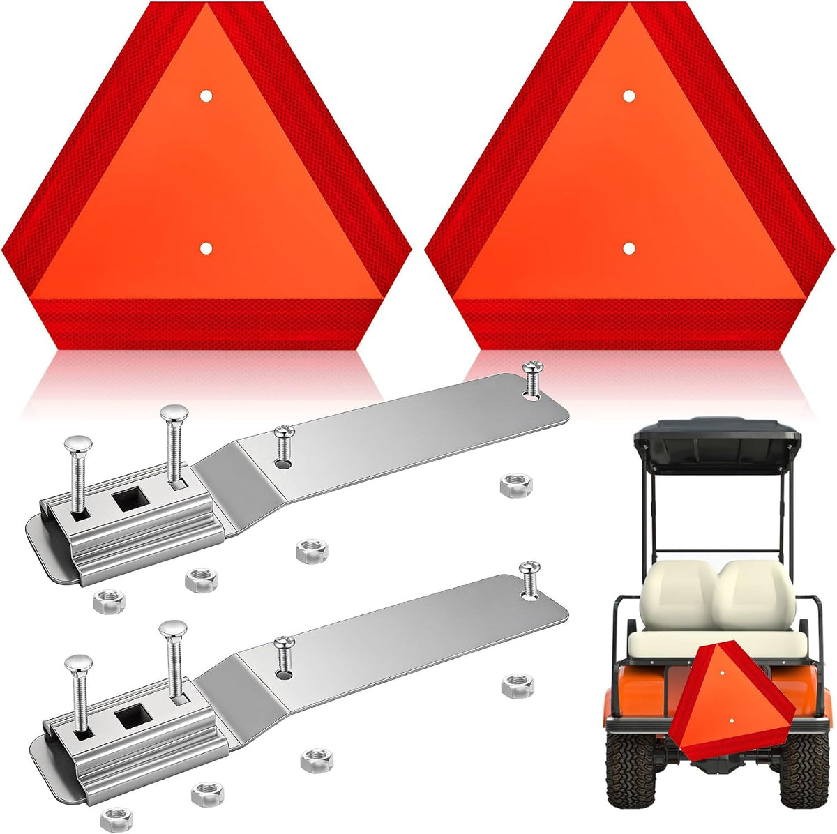 Slow Moving Vehicle Sign, Slow Moving Vehicle Triangle, 14 x 16 Inch, Outdoor Accessories Designed Specifically for Golf Carts and Tractors
