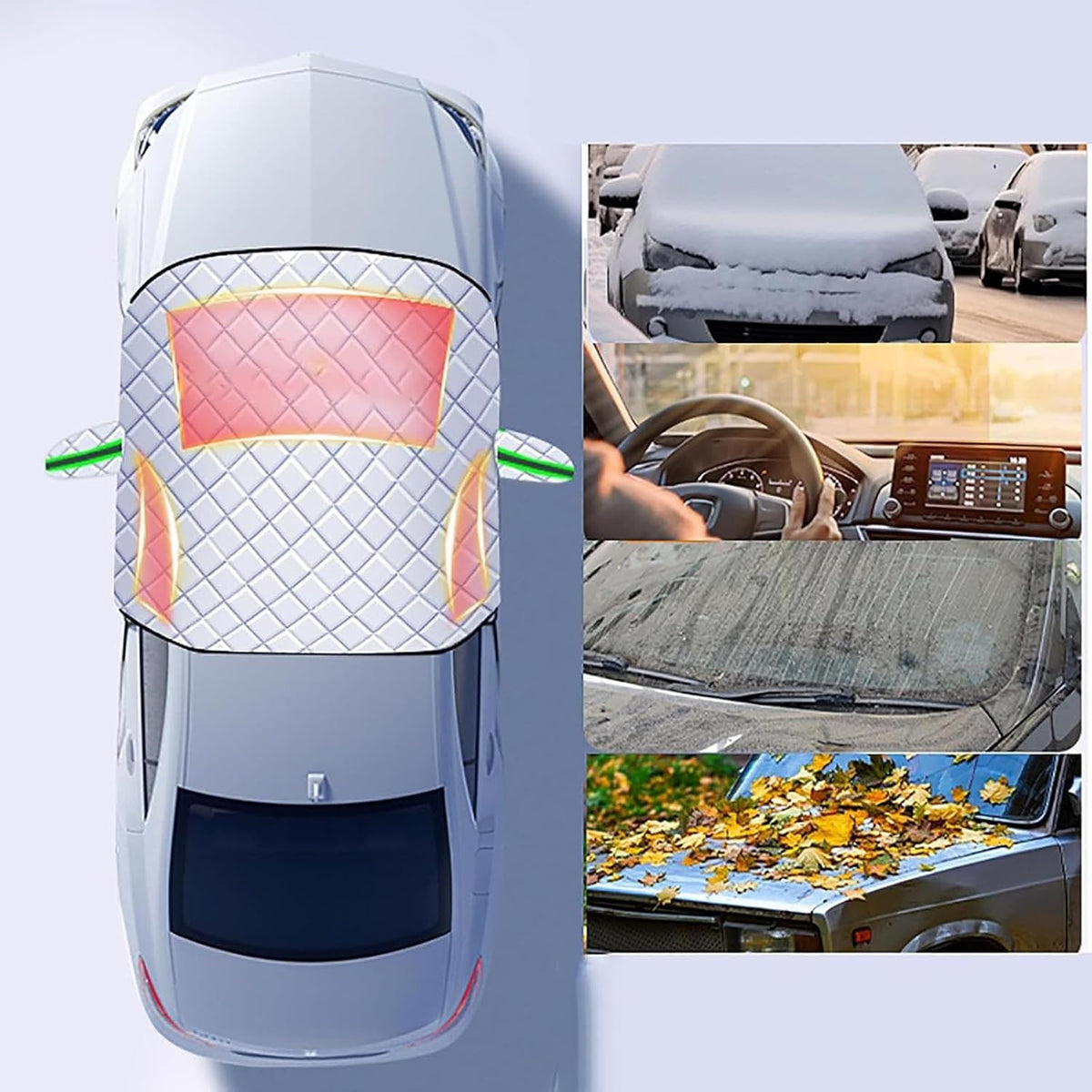 Windshield Snow Cover for Audi Q5 Premium Plus 2016-2026, Mirror Covers Included Heavy Duty Ice Frost Protector Reflective Strips Universal Fit Waterproof Snow Protection Rain and Sun Car