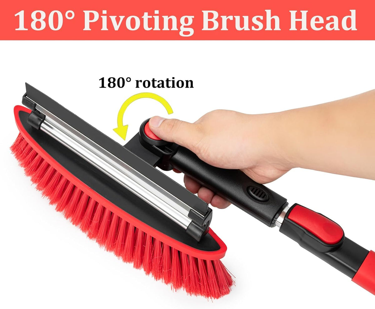 Car Snow Brush Ice Scraper Remover with Squeegee 39inch Long Handle Extendable Snow Removal Tool Windshield Snow Scrapers Removal Shovel for Ice and Snow Red Color