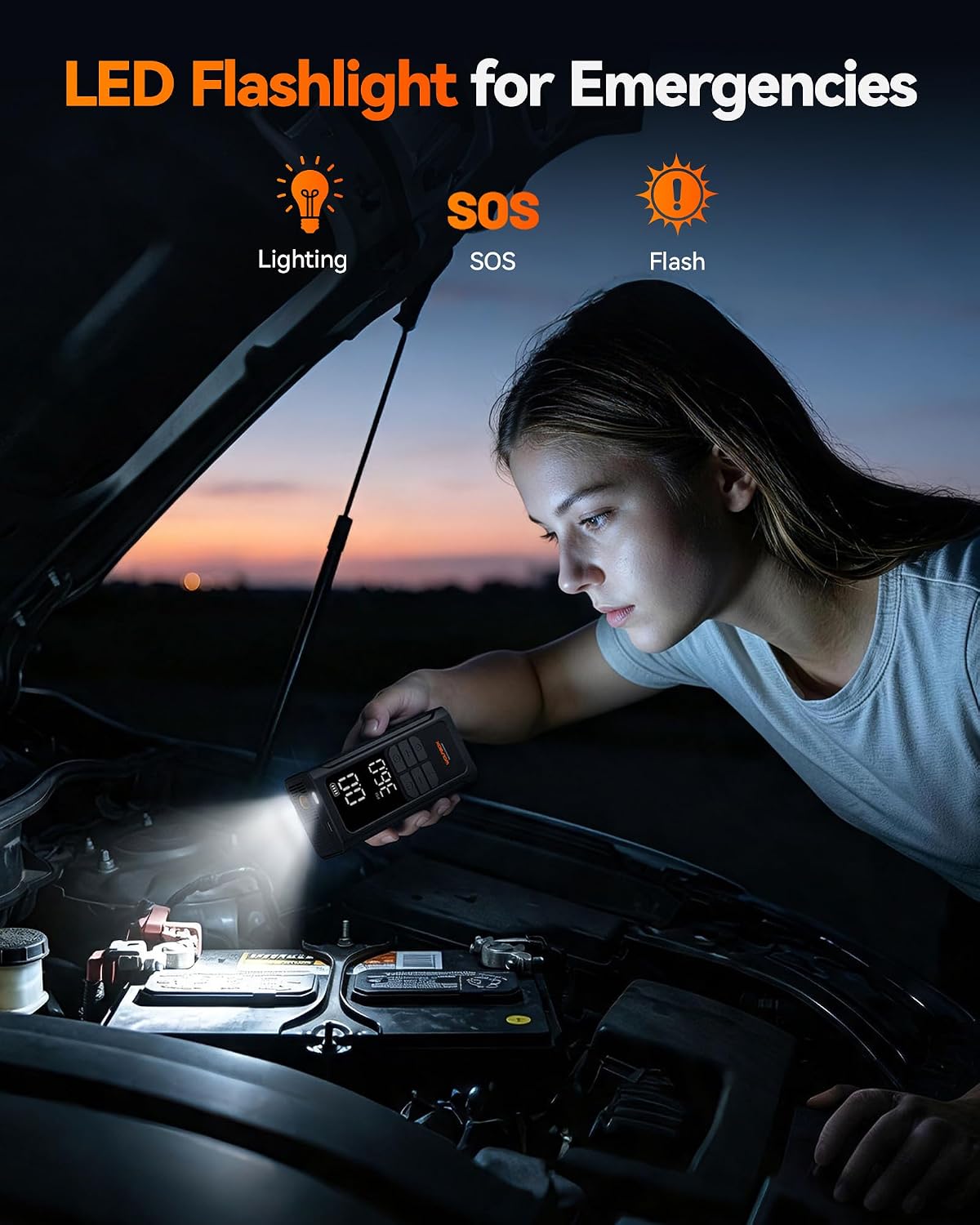 WOLFBOX HyperFlow19 Tire Inflator Portable Air Compressor, Cordless Air Pump for Car Tires with Digital Pressure Gauge, Auto Shutoff & Repair Plugs, Bike Tire pump for Car, Motorcycle, Ball