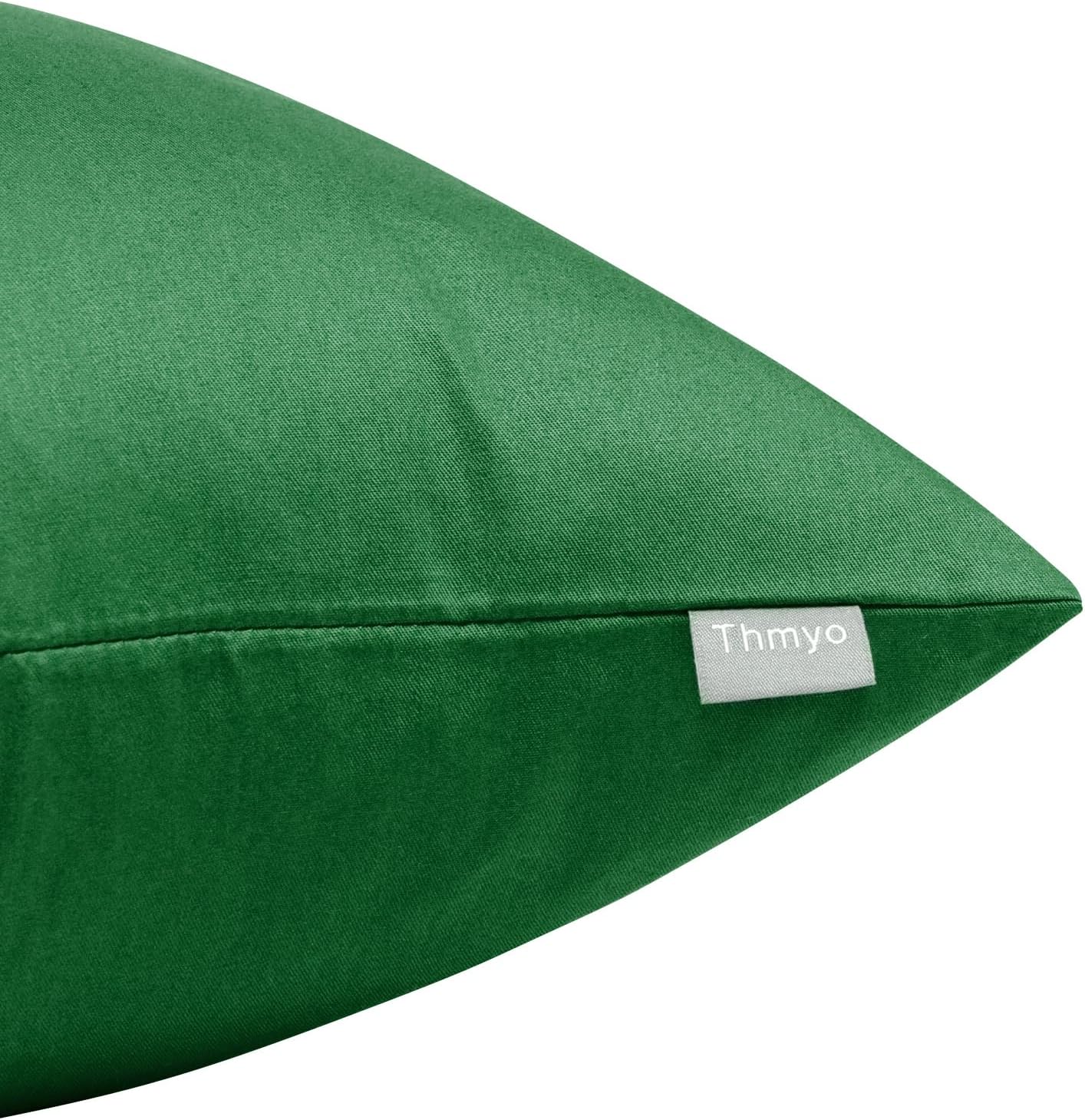 Thmyo 4-Pack 100% Cotton Comfortable Solid Decorative Throw Pillow Case Square Cushion Cover Sublimation Blank Pillow Covers DIY Throw Pillowcase for Sofa Couch(20x20inch/50x50cm, Christmas Green)