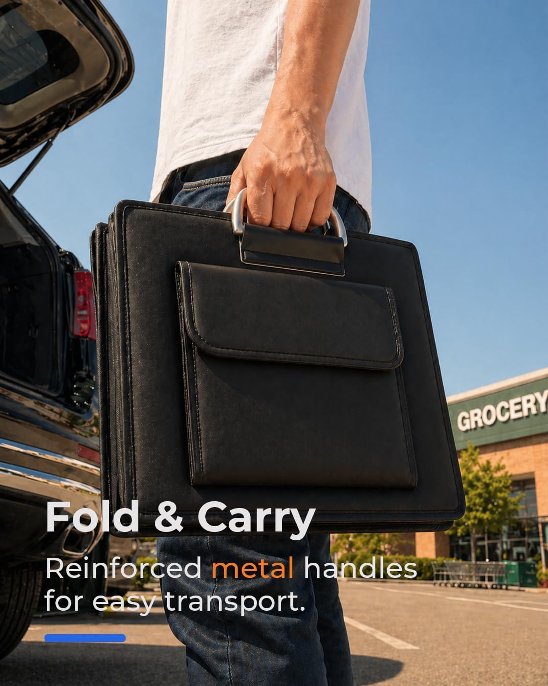Car Trunk Organizer for SUV, 112L with Cooler Bag, Lid and Dividers