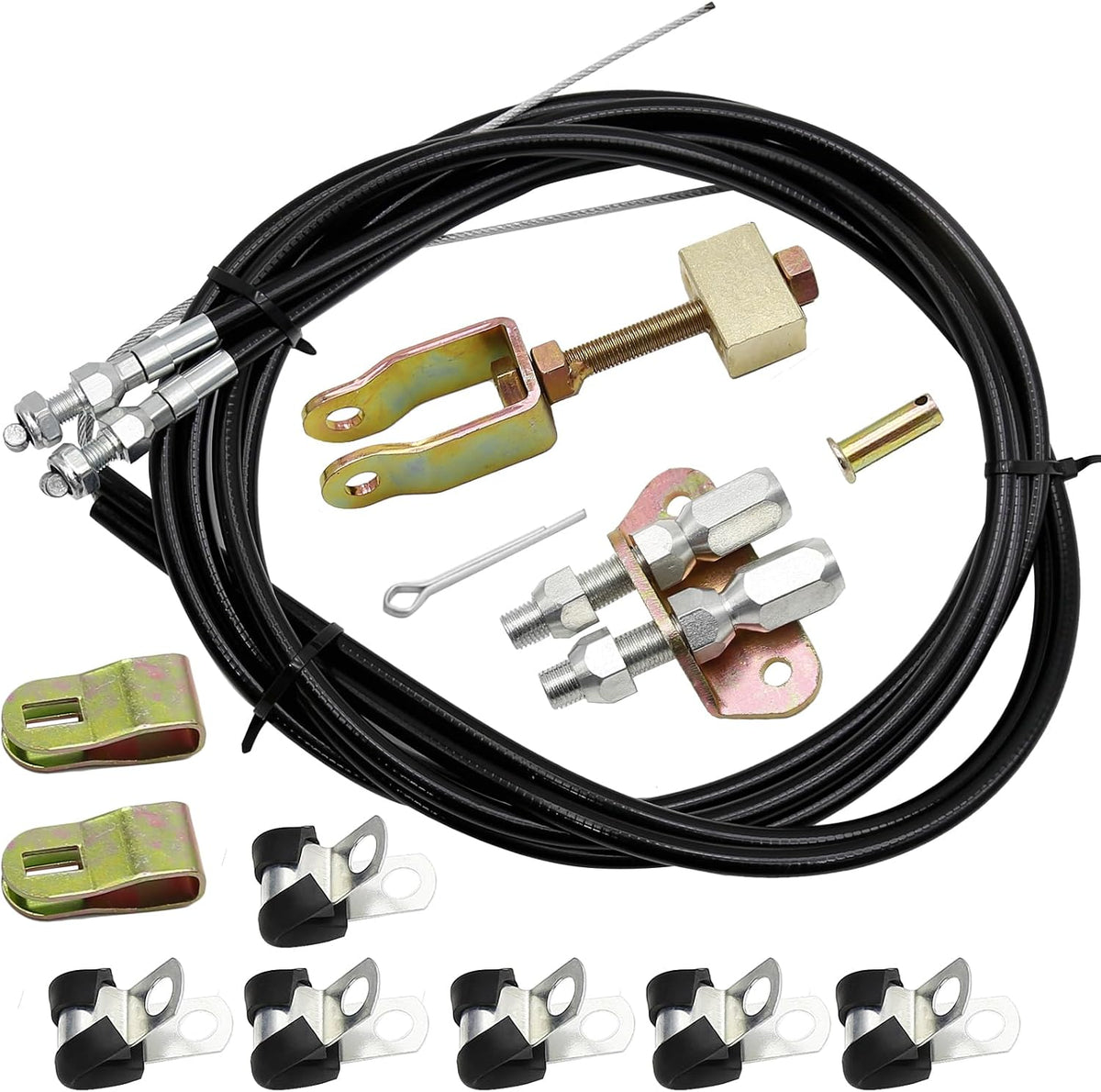 330-9371 Universal Emergency Parking Brake Cable Complete Kit 110" Long Cables with 97" Long Sheath E-Brake Set Replace# 140-14415-R