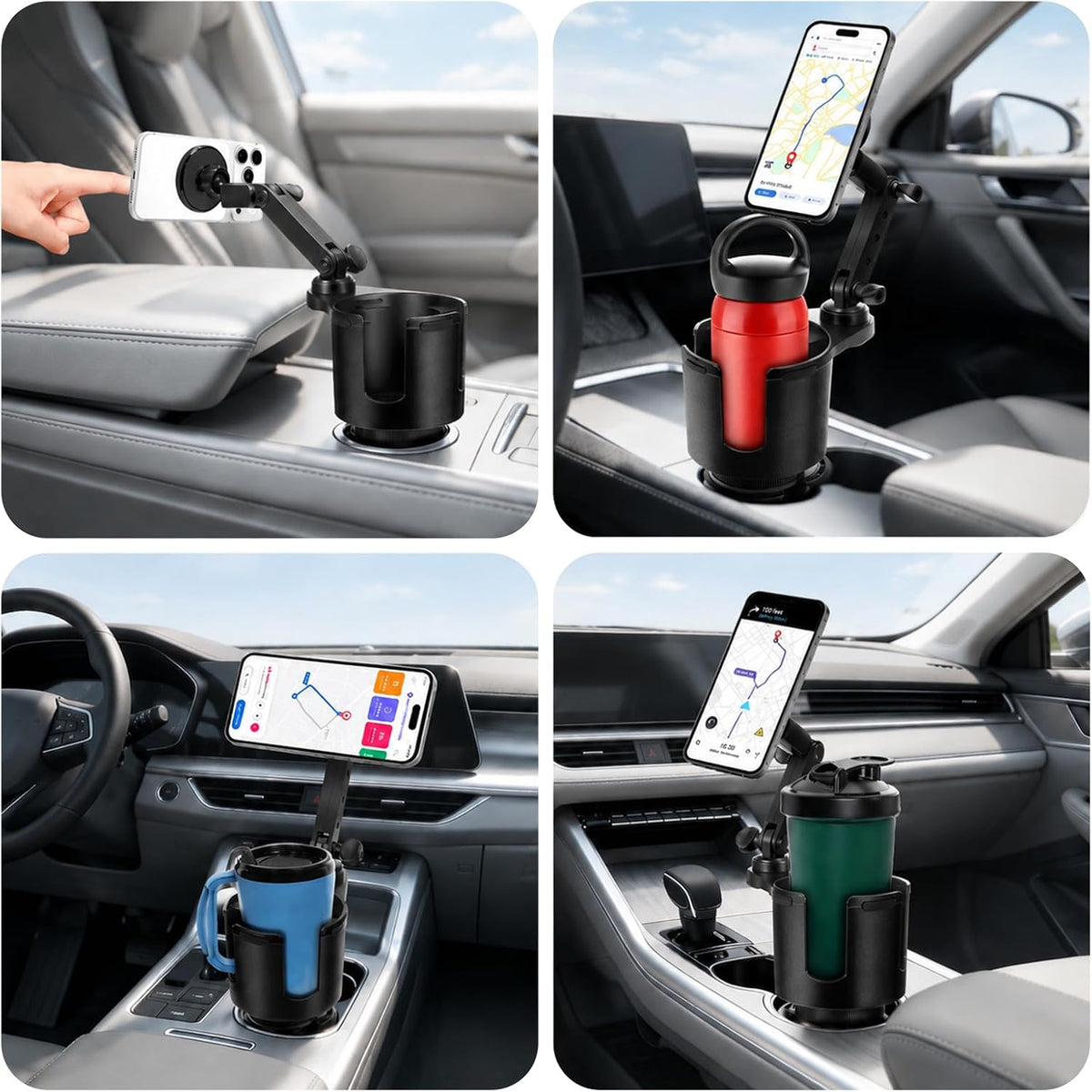 Magnetic Car Cup Holder Phone Holder, 2-In-1 Cup Holder Extender for Car