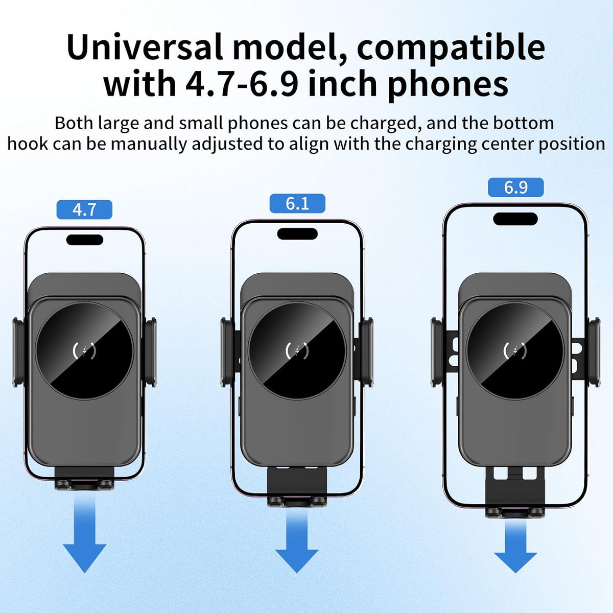 Cup Holder Phone Holder, 15W Wireless Car Charger Holder Fast Charging