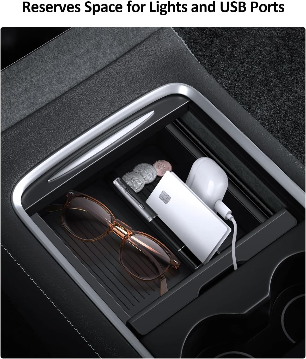 5PCS Center Console Organizer Tray for Tesla 2025 2026 Model 3 Highland Model Y Juniper & Model Y L Accessories, Center Tray Armrest Organizer Cup Holder Insert Hidden Compartment Storage
