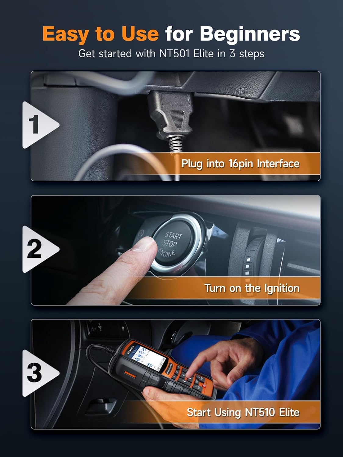 FOXWELL NT510 Elite Bi-Directional Scan Tool Fit for Mercedes-Benz Sprinter Smart Maybach, Full System Diagnostic Scan Tool OBD2 Scanner, Full Reset Services ABS SRS EPB, Auto Vin, Free Update