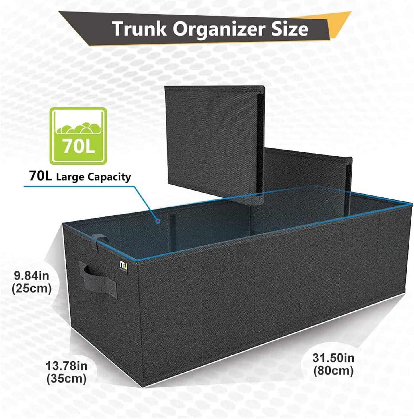 MIU COLOR Car Trunk Organizer for SUV,Expandable Large Capacity, Sturdy Cargo Trunk Storage Organizer, Non Slip Bottom, Black