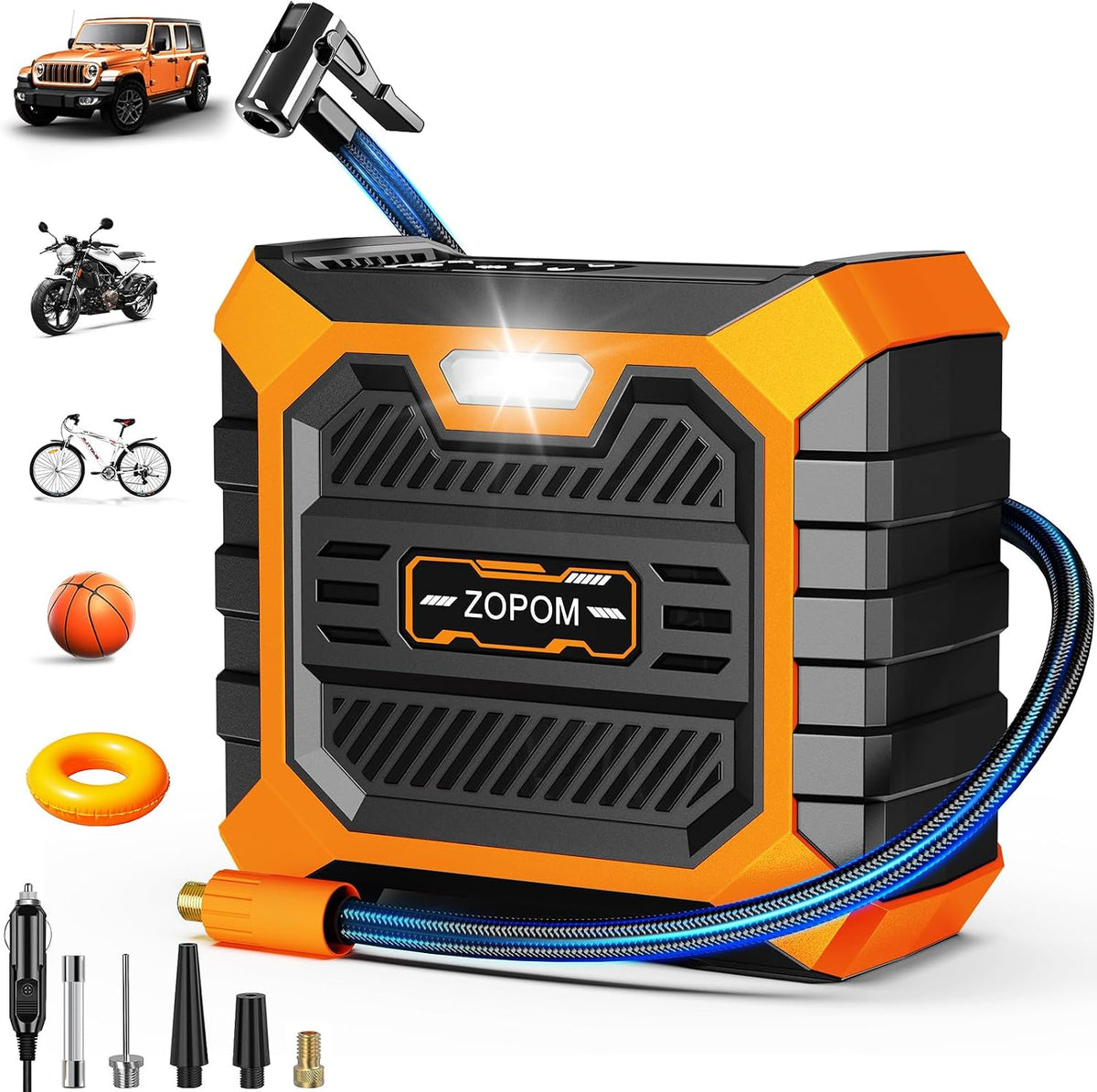 ZOPOM Tire Inflator Portable Air Compressor DC 12V Air Compressor Portable with Digital Pressure Gauge Air Pump for Car Tires - Car Accessories Bike, Motor