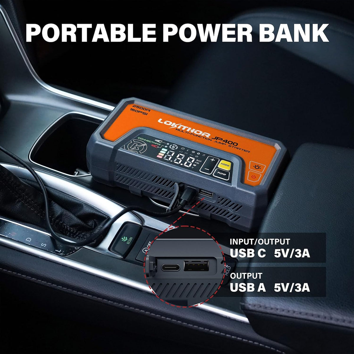 LOKITHOR JP400 Jump Starter with Air Compressor for 8.5L Gas/6.5L Diesel