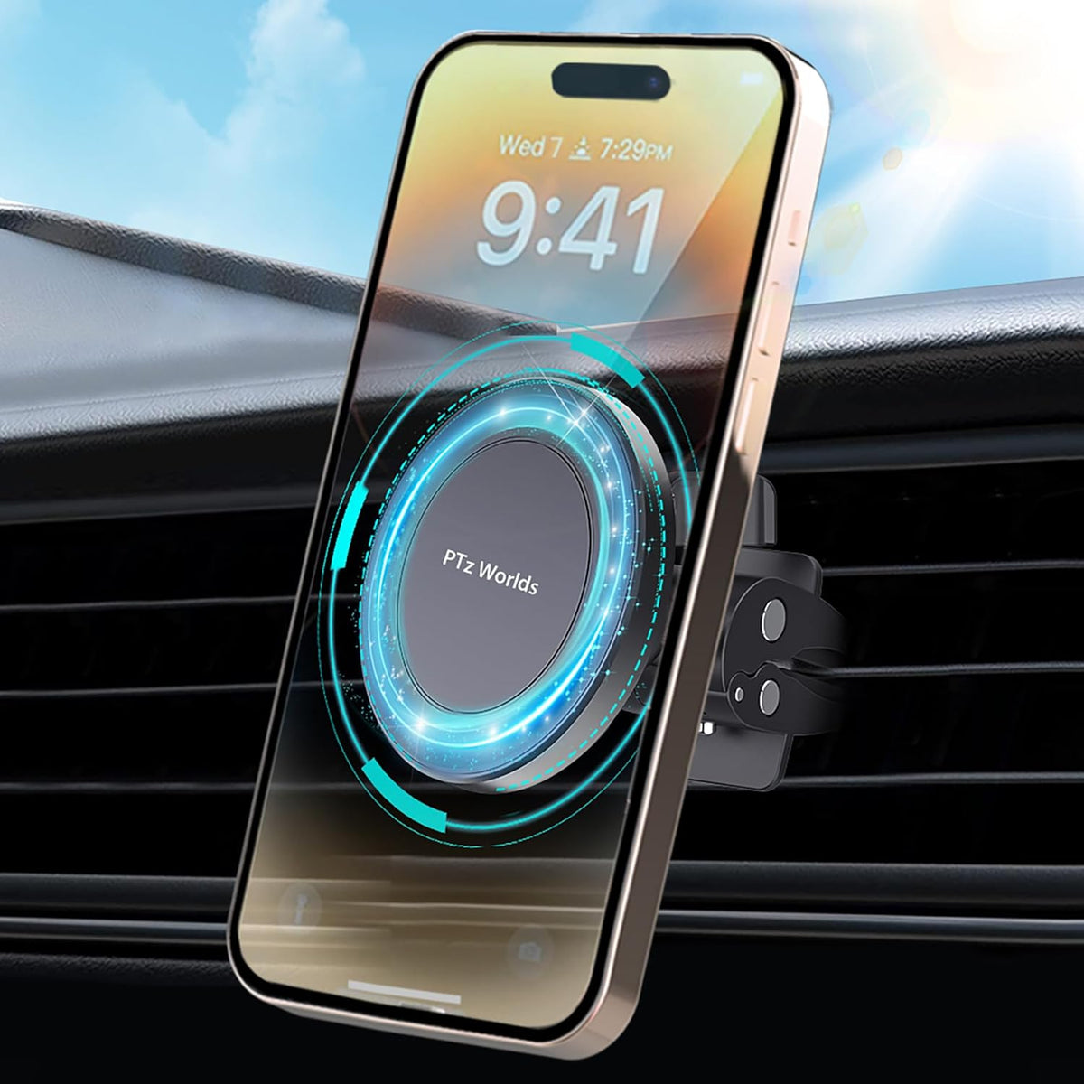 Magnetic Phone Holder for Car - Metal Hook, Compatible with iPhone, Easy Installation, Secure Hold, 360 Rotation, 20-Day Satisfaction Guarantee