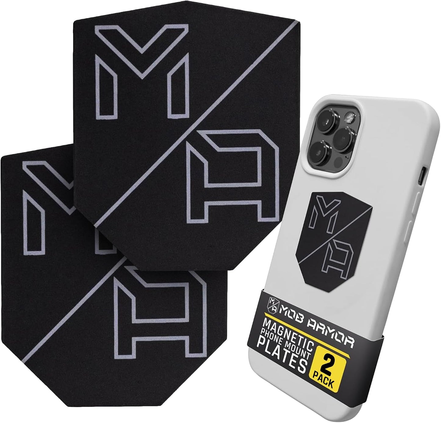 Mob Armor MobNetic Plate - Phone Magnet Plate Compatible for iPhone & Android - 0.02" Thick Metal - 3M VHB Adhesive Magnetic Plate for Phone Mount for Cars, Trucks, Motorcycles & Athletes - 4 Pack