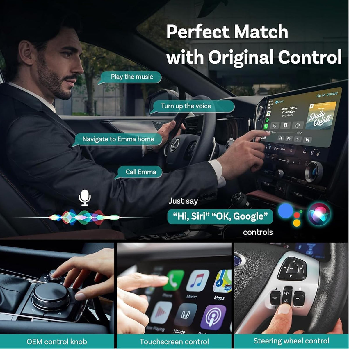 Wireless Carplay Adapter (2025 Upgrade), Plug and Play, Convert Wired to Wireless Bluetooth Carplay Adapter for iPhone - No Latency -Micro Size