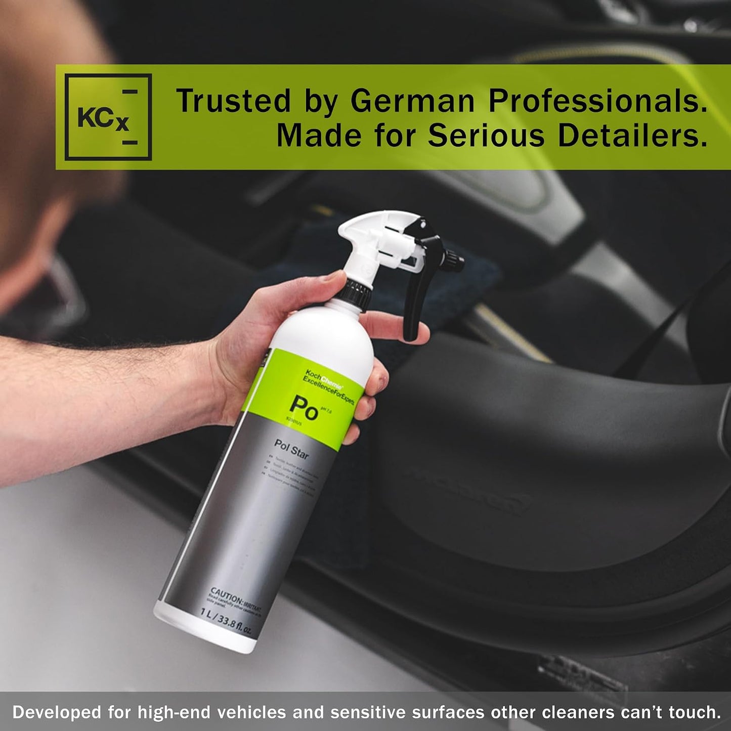 KOCHCHEMIE Pol Star - Vehicle Leather & Suede Cleaner; Effective Natural Vehicle Cleaner with Protection Formula; Cleans and Protects Cars Without Leaving Water Marks (1 Liter)