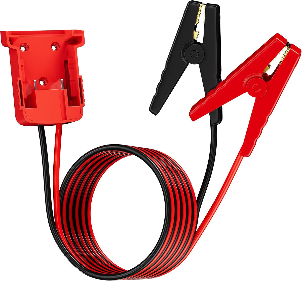 RVBOATPAT Jumper Cable Alligator Clips with 18V Battery Power Wheel Adapter, 2FT 8AWG Silicone Wire Car Battery Jumper Cable for Jump Starting Car Tool Battery