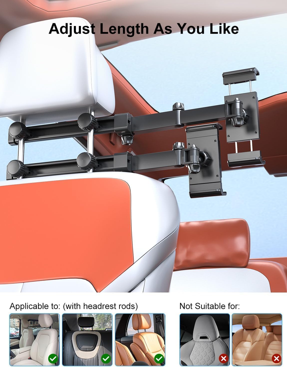 PLDHPRO Tablet Holder for Car Headrest Mount iPad Backseat Foldable Back Seat Stand Compatible 5.5-14.6'' Phones Tablets, Road Travel Essentials for Kids Accessories