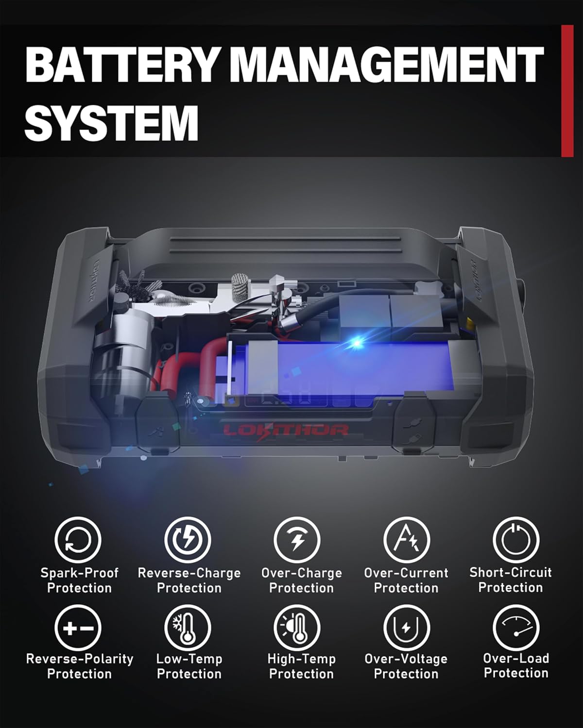 LOKITHOR JA302 Jump Starter with Air Compressor(8.5L Gas & 6.5L Diesel)