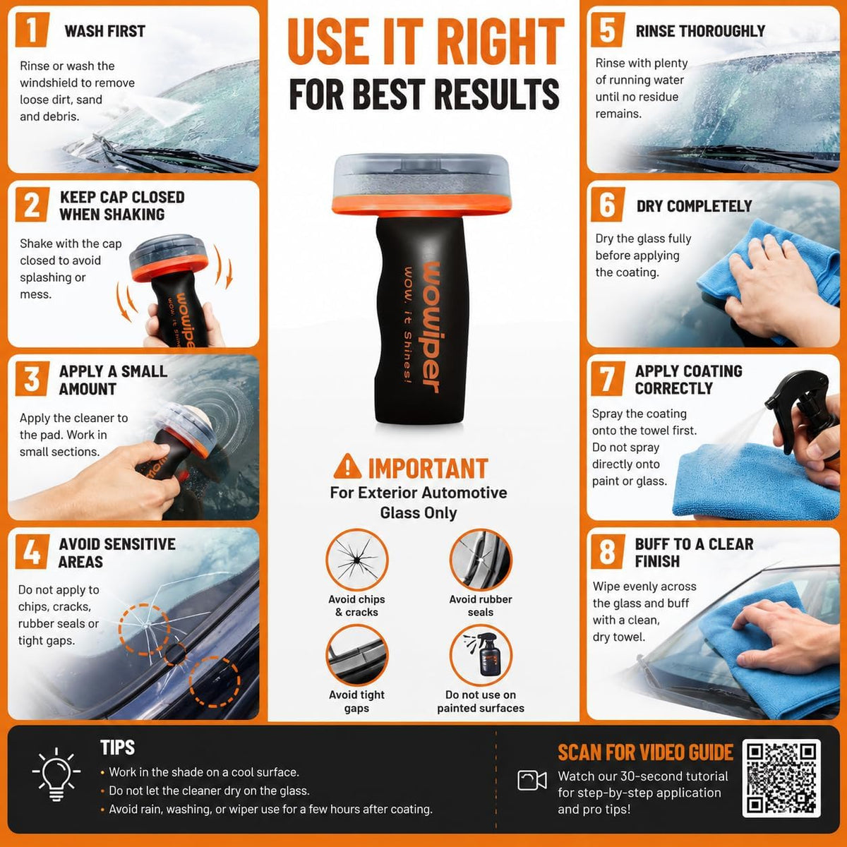 Oil Film Remover for Car Windshields and Windows