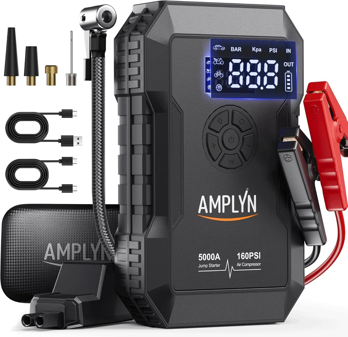 Portable 5000A DMI Jump Starter,12V Car Battery Jump Starter