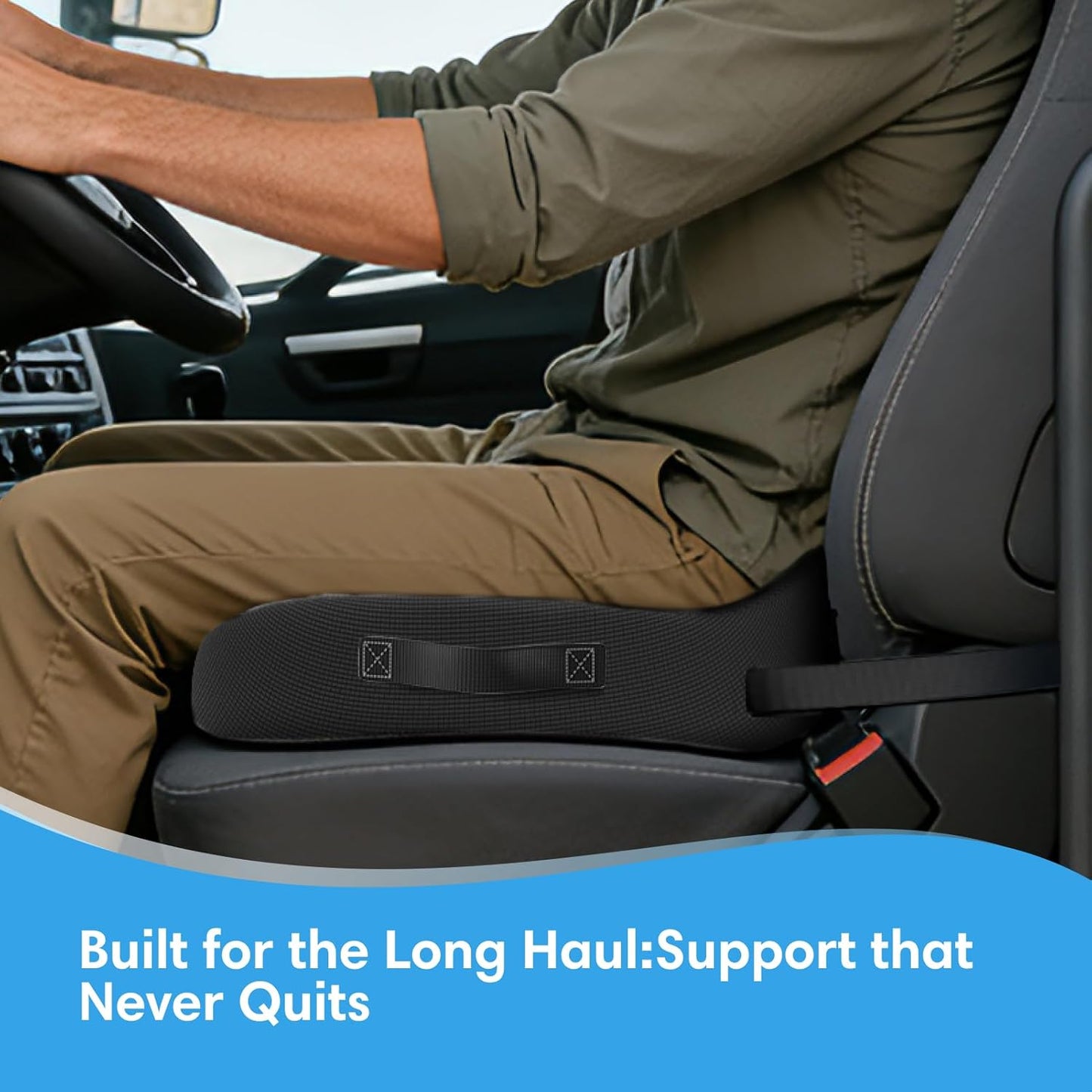 Car Seat Cushion, Memory Foam Seat Cushion for Truck Drivers, Car Seats, Travel & Wheelchair, Sciatica Ease & Tailbone Pain Relief Pillow for Long Sitting Comfort