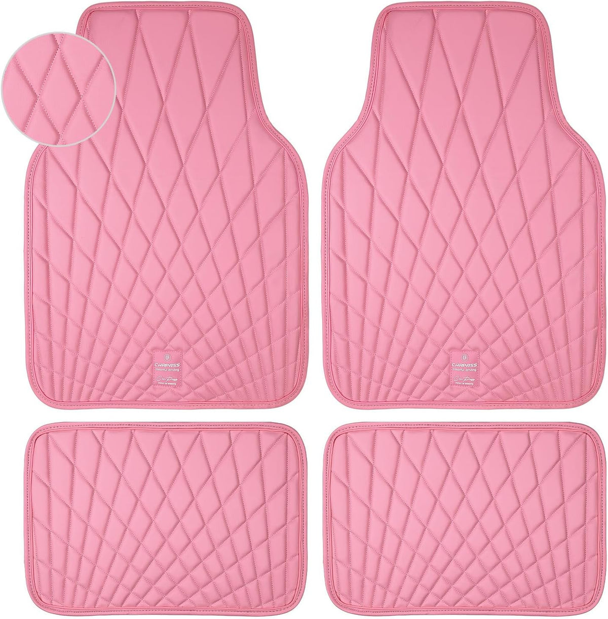 CAR PASS Luxury Faux Leather Floor Mats for Cars, Waterproof All Weather Car Mats Full Set, Anti-Slip Deluxe Automotive Floor Mats Universal Fit for Most SUV Vans Sedans Trucks, 4 Piece Brown