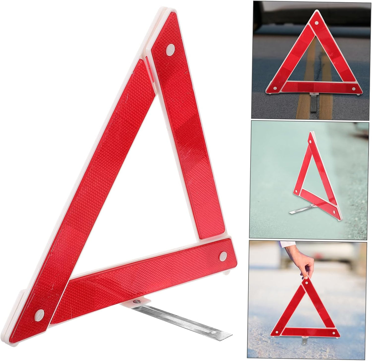 2pcs Reflective Safety Triangle Warning Sign Foldable Tripod for Vehicle