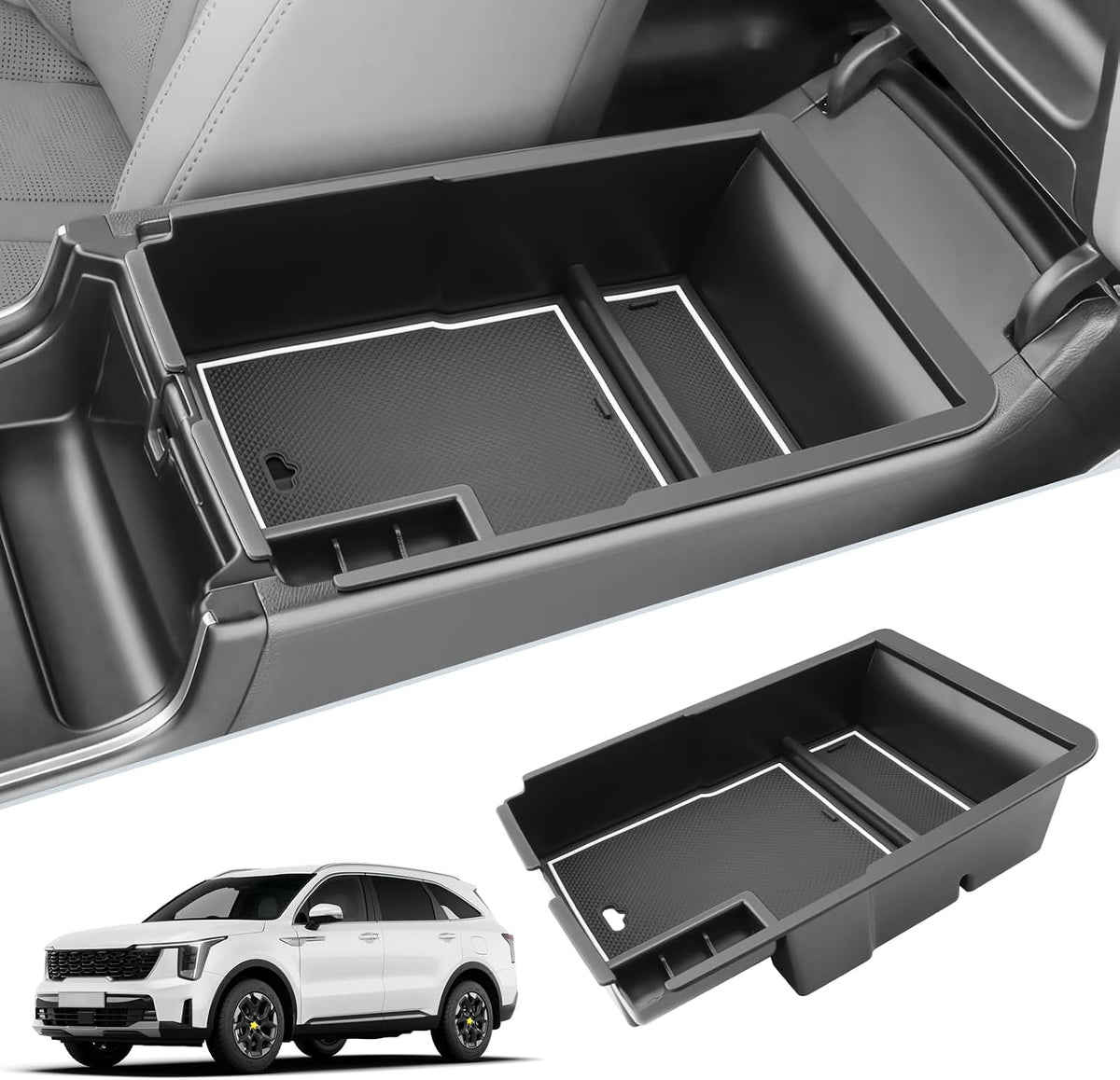 SKTU 2PCS for 2025 2026 Ioniq 5 Center Console Organizer for 2025 2026 Hyundai Ioniq 5 Accessories Console Tray & Lower Console Tray Ioniq 5 ABS Console Organizer with Coin Holder (Not fit Ioniq 5 N)