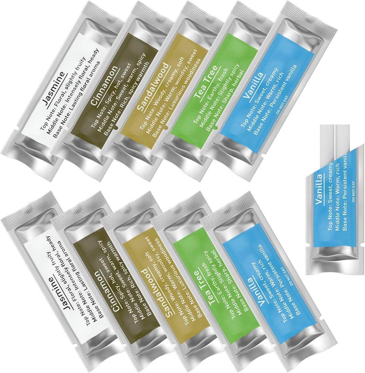 10 Bags Fragranced Car Diffuser Refills for RoyAroma Cars Diffusers Vent Clips, Refillable Car Air Fresheners Scents Diffuser Perfume Essential Oil sticks- Lavender,Lemon,Peppermint,Orange,Eucalyptus