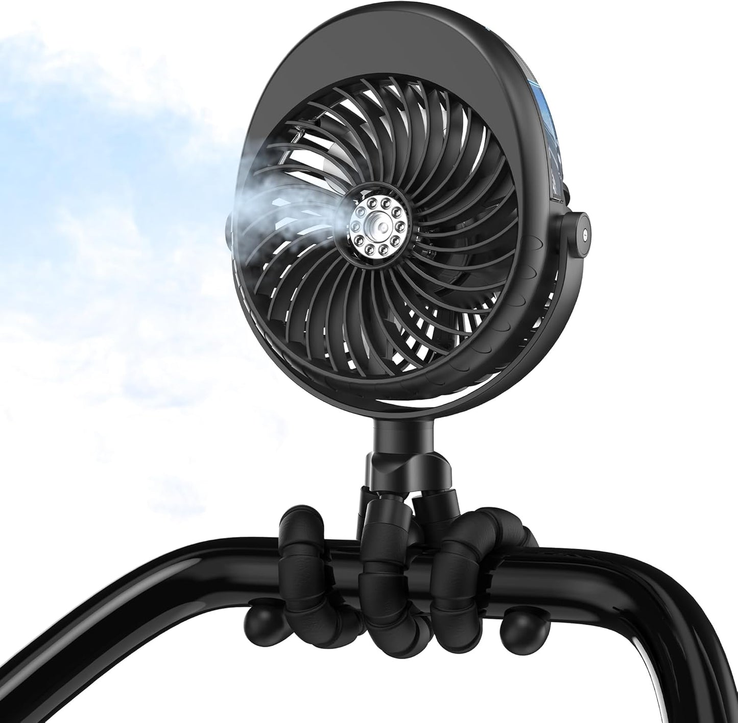 2026 Upgraded Misting Baby Stroller Fan Rechargeable, Flexible Tripod Clip for Car Seat Crib, Baby Shower Gifts & Baby Registry Search, Newborn Essentials for Beach Travel, Disney Summer Essentials