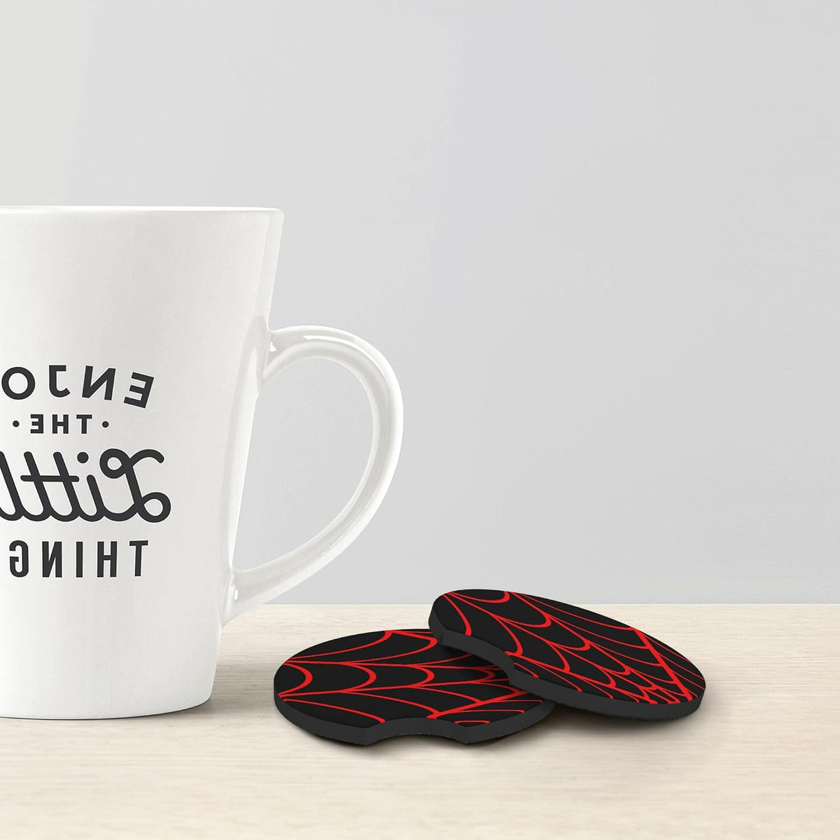 Black Spider Web Steering Wheel Cover 15 Inch + 2 Car Cup Coasters