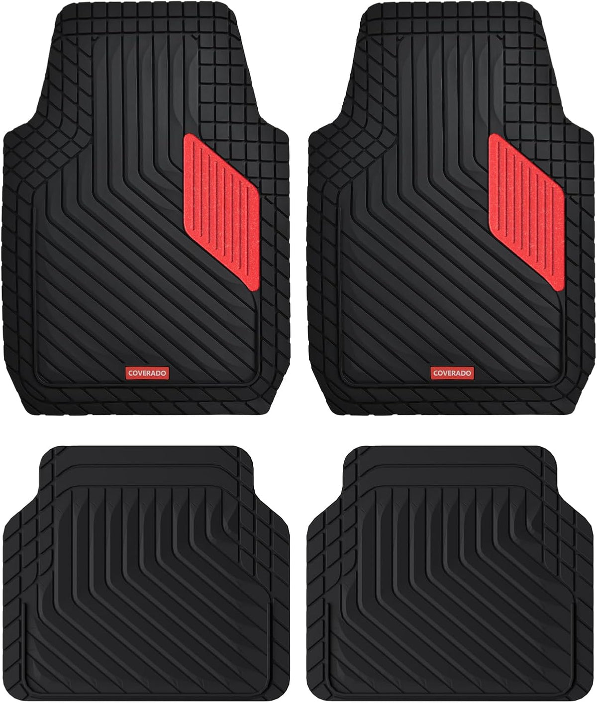 Coverado Heavy Duty Car Floor Mats, Deep Dish Car Mats Full Sets, Durable Waterproof Floor Mats, Trim to Fit Automotive Mats, Universal Car Accessories for Cars SUV Trucks Sedans Vans, Gray, 3pcs