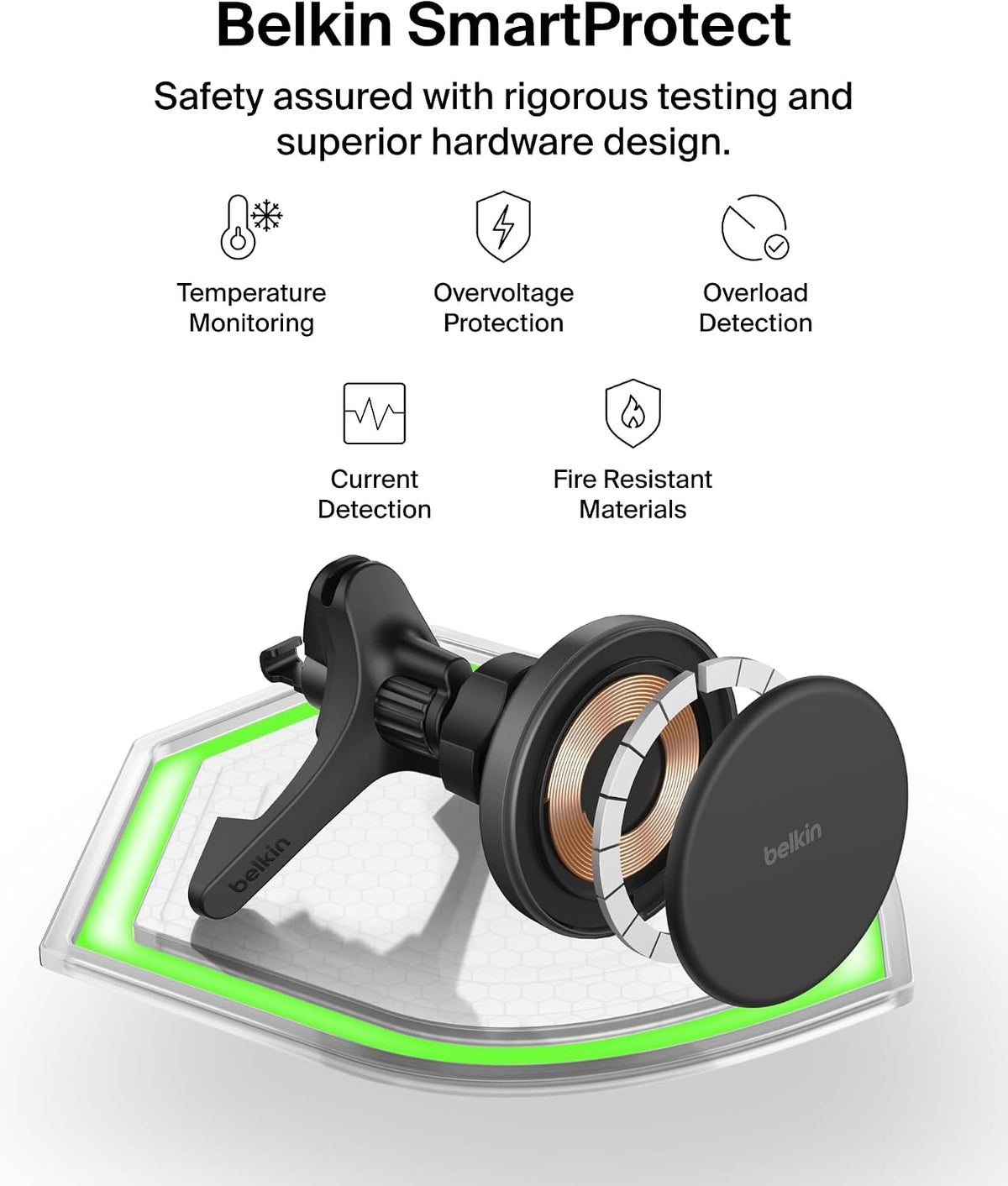 Belkin Qi2 15W Magnetic Wireless Vent Mount, Fast Charging Car Charger