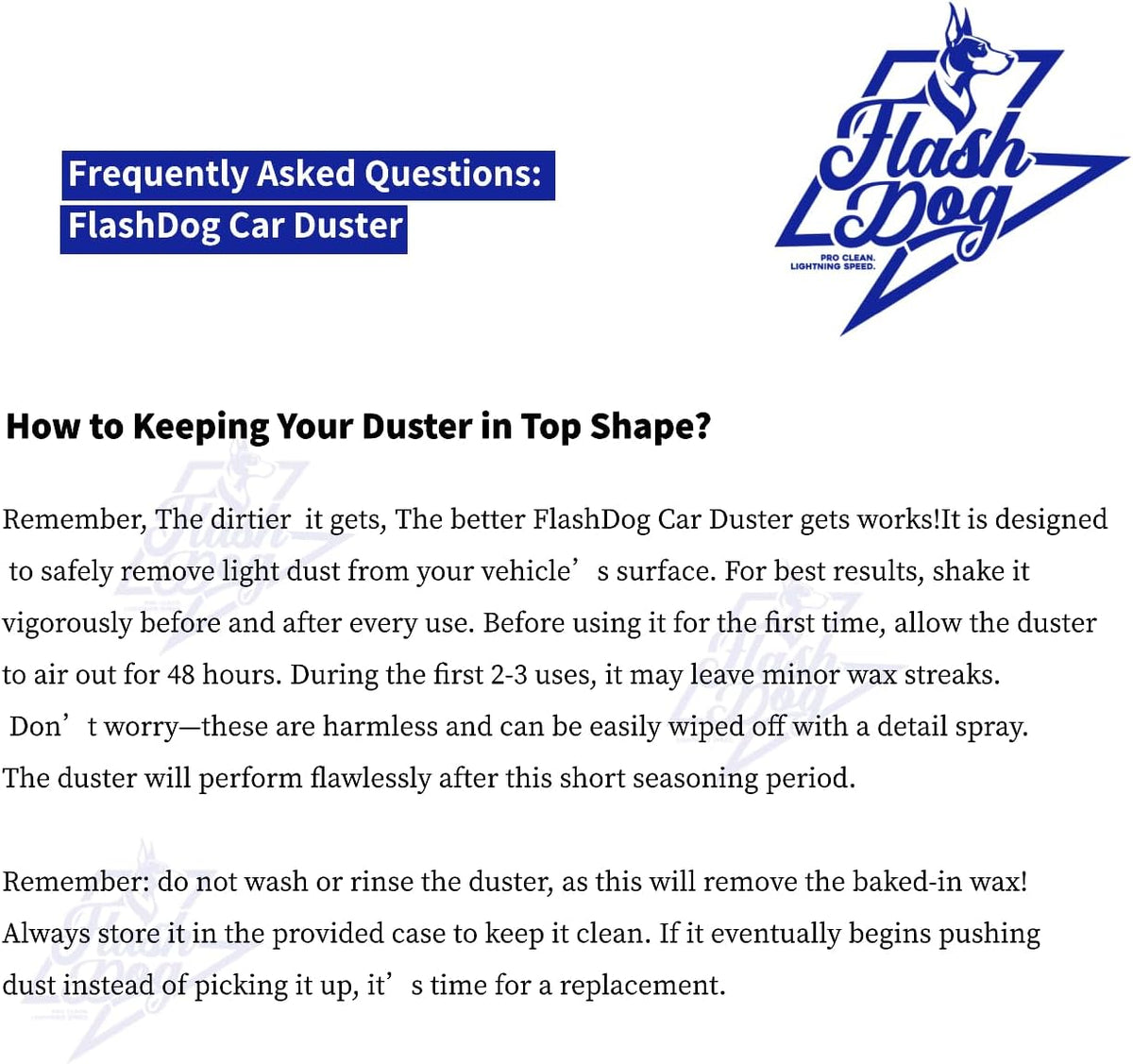 Flash Dog Car Duster Exterior - Wax Treated Cotton & Extendable Handle