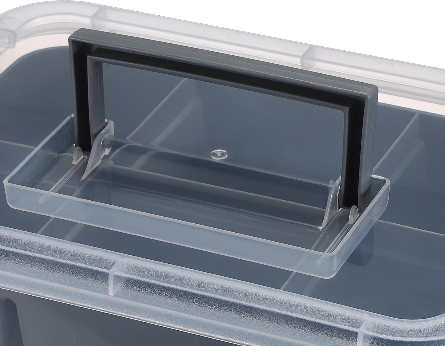 JUXYES 3-Tiers Plastic Stack Carry Storage Containers Box wih Handle Lids | 2 Pack Clear Stackable Craft Storage Bin for School & Office Supplies, Organizing Stationery, Sewing, Art Craft, DIY Supplies