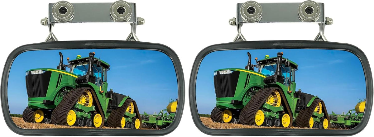 8" x 4" Stainless Steel Convex Rear View Mirror with U-Bracket for Tractors