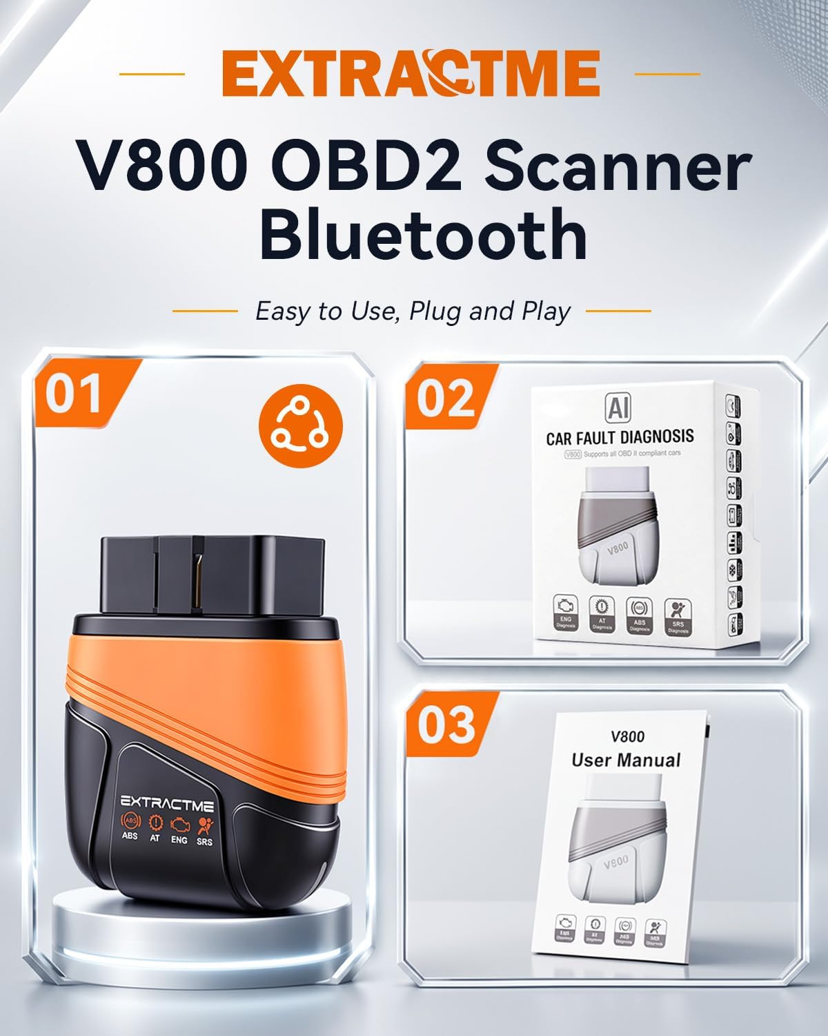 EXTRACTME OBD2 Scanner Bluetooth with AI Assistant & No Subscription App