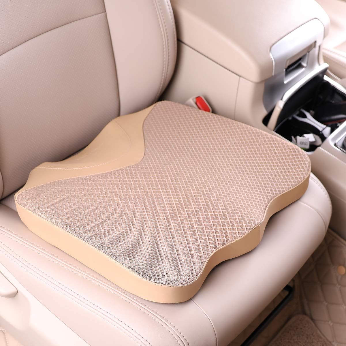 Car Seat Cushion, Comfortable Memory Foam Cushion for Driving, Auto Heightening Wedge Cushion for Sciatica Tailbone Pain Relief (Gray)