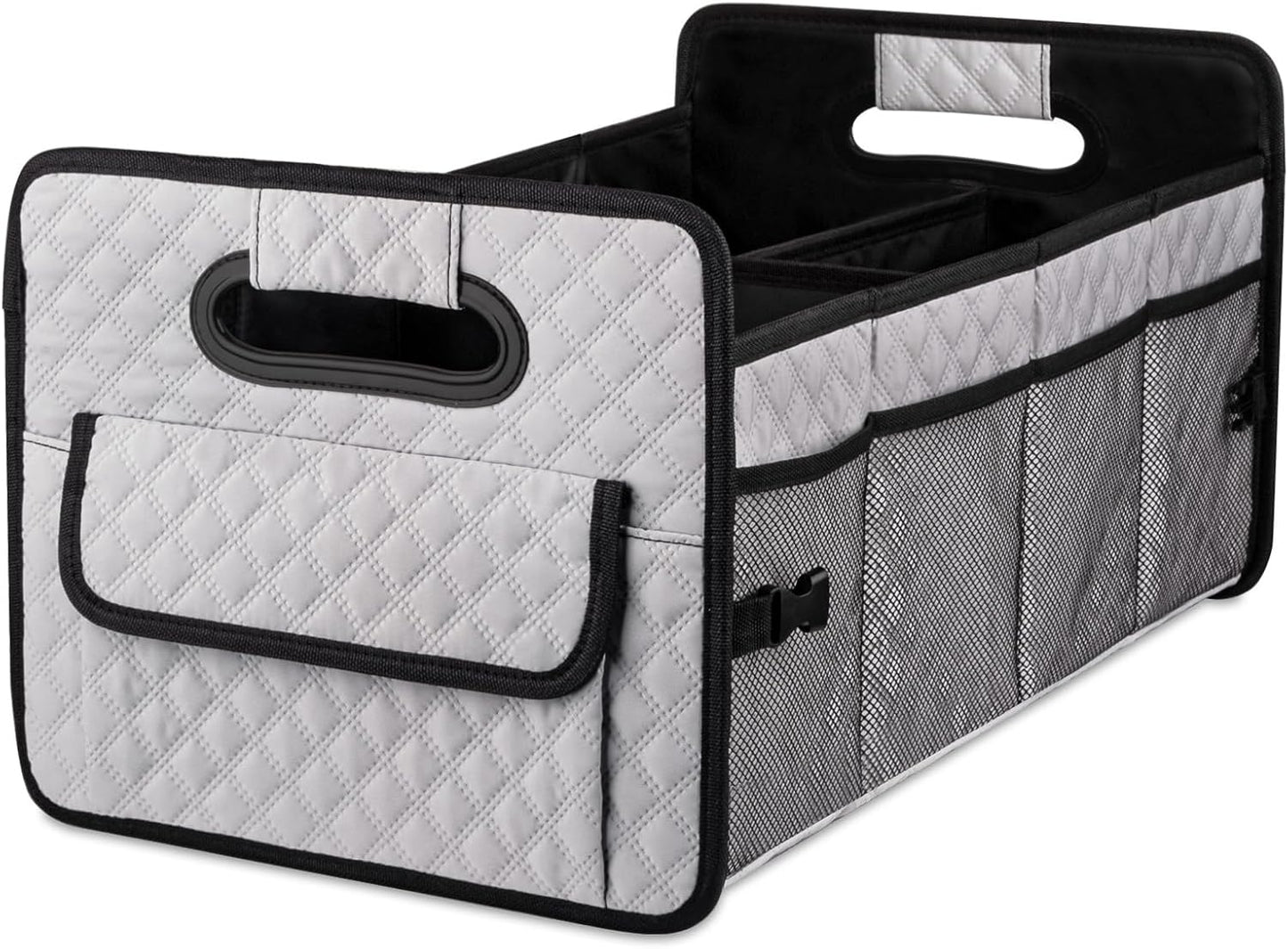 JiatuA Car Trunk Organizers and Storage for SUV, Collapsible Multi Compartment Container Box Adjustable Car Accessories for Women Men, Black Floral