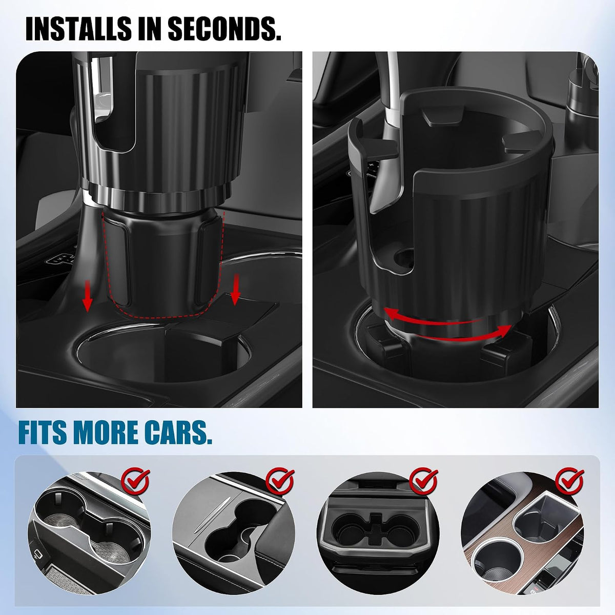 SAGRUILA 2-in-1 Cup Phone Holder for Car with up to 15W Wireless Charging